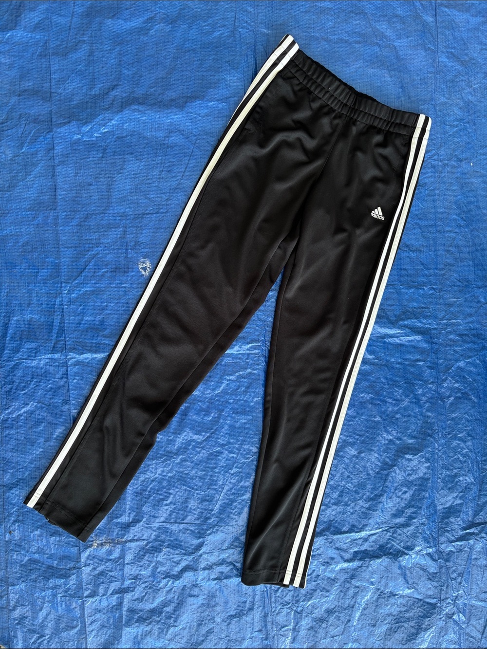 adidas Black Joggers with White Side Stripes - Kids